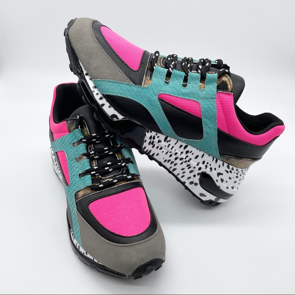 Steve Maddens Cliff Bright Multicolored Pink Blue Gray Sneakers - Picture 8 of 9